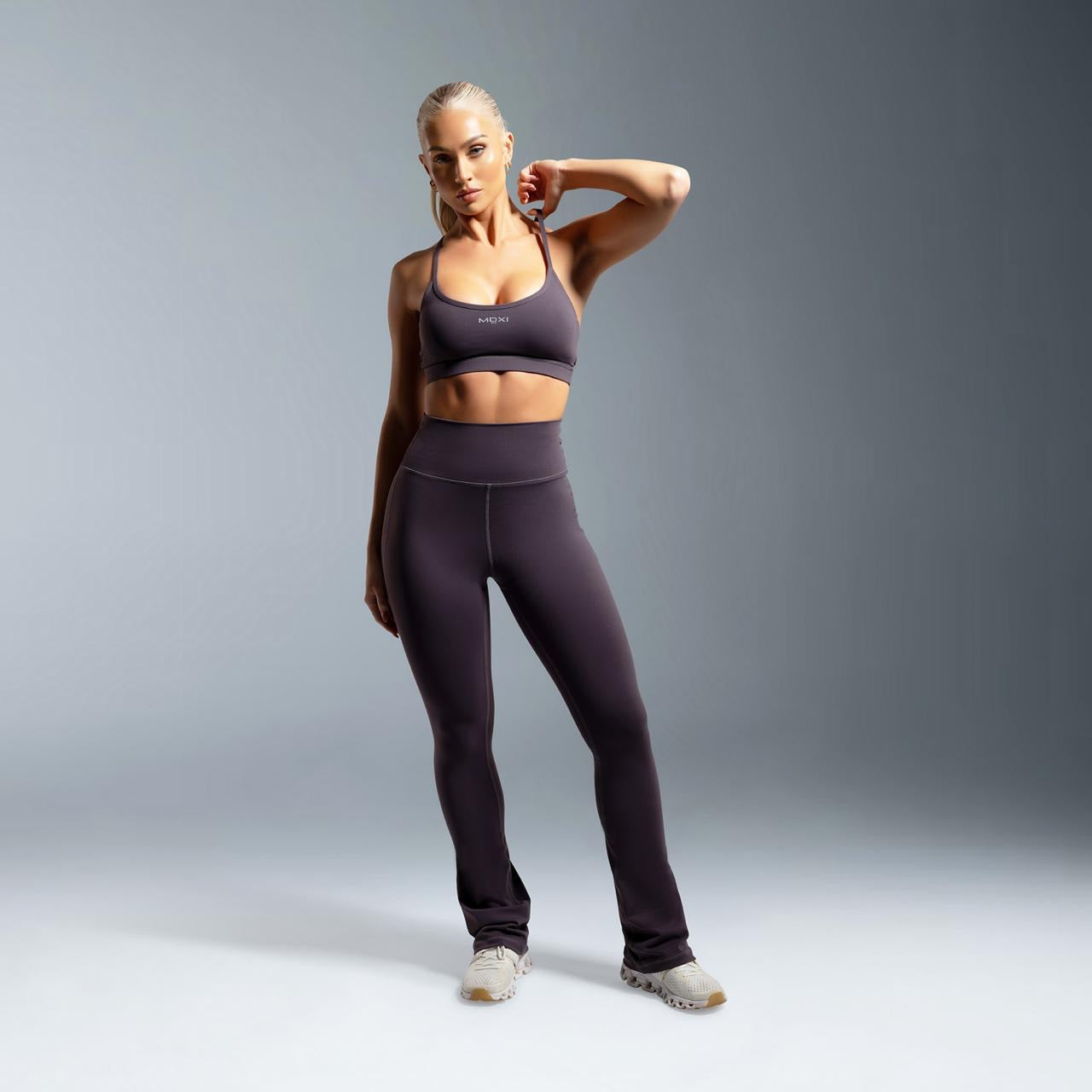 Grey Essential High Waisted Flared Leggings