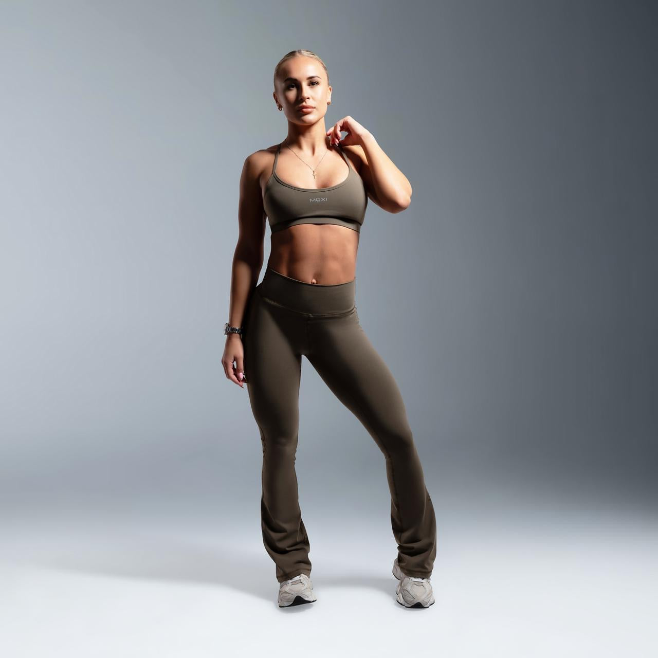 Grey Essential High Waisted Flared Leggings