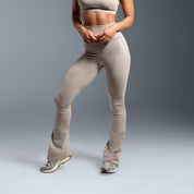 Beige Essential High Waisted Flared Leggings