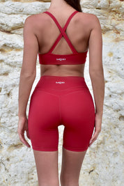 Burgundy twist sports bra