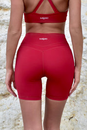 Burgundy V- front high waisted shorts