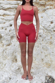Burgundy Basic Crop & Shorts Set
