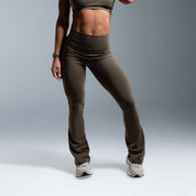 Khaki Essential High Waisted Flared Leggings