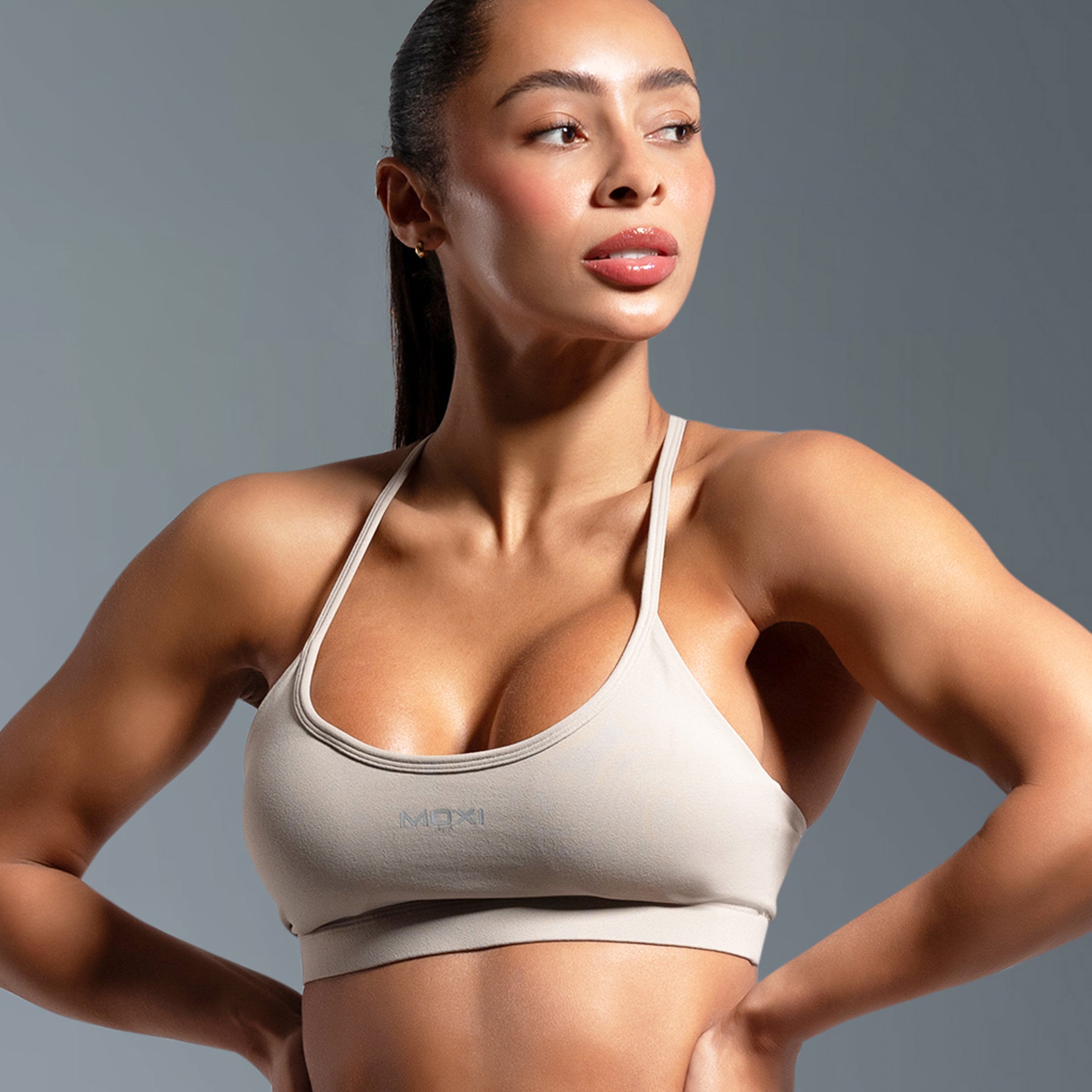 Beige Y-Back Everyday Sports Bra