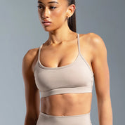 Beige Essential Racer Back Sports Bra