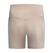 Beige Essential High Waited Zip Shorts