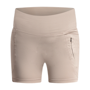 Beige Essential High Waited Zip Shorts