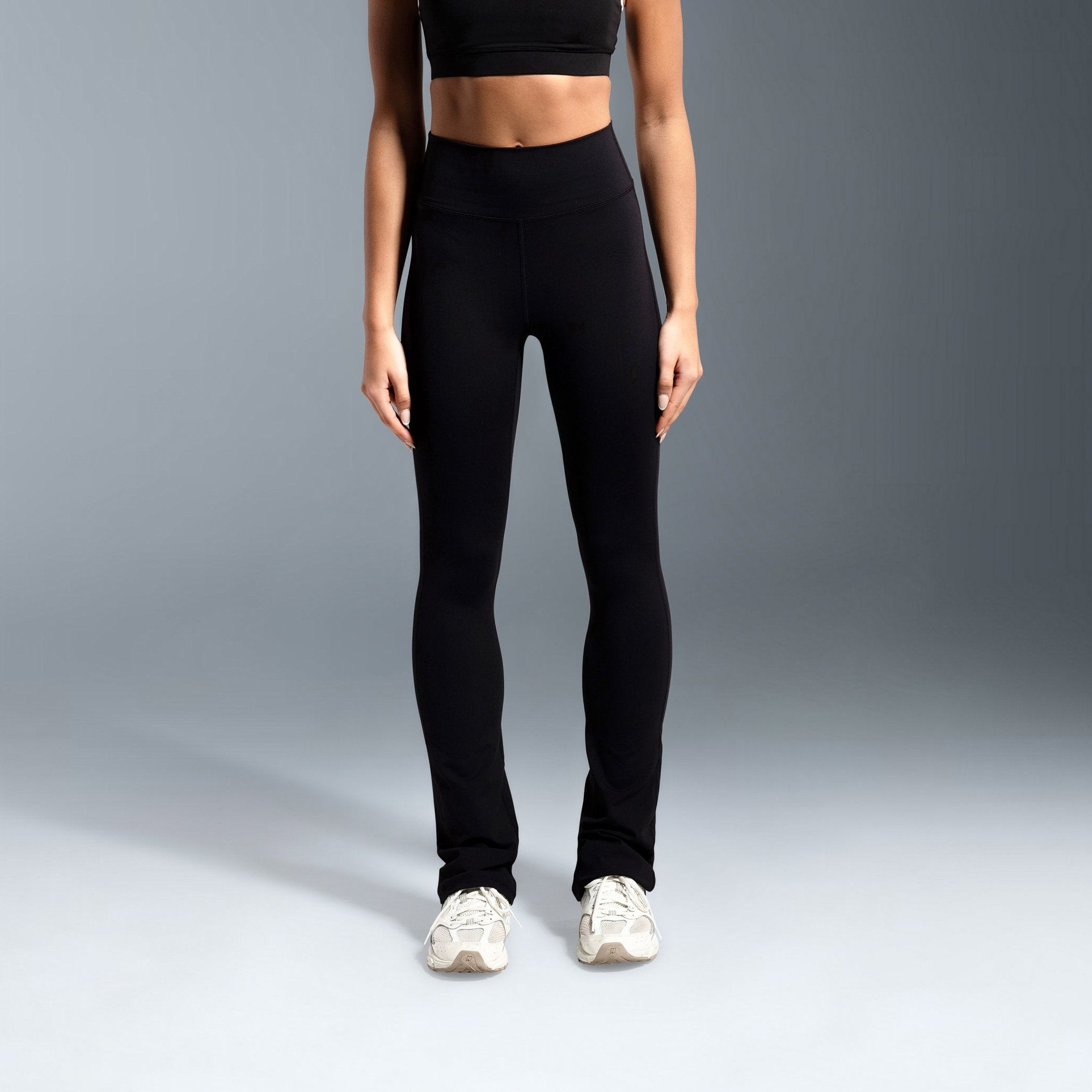 Black Essential High Waisted Flared Leggings