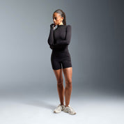 Black Essential High Waited Zip Shorts