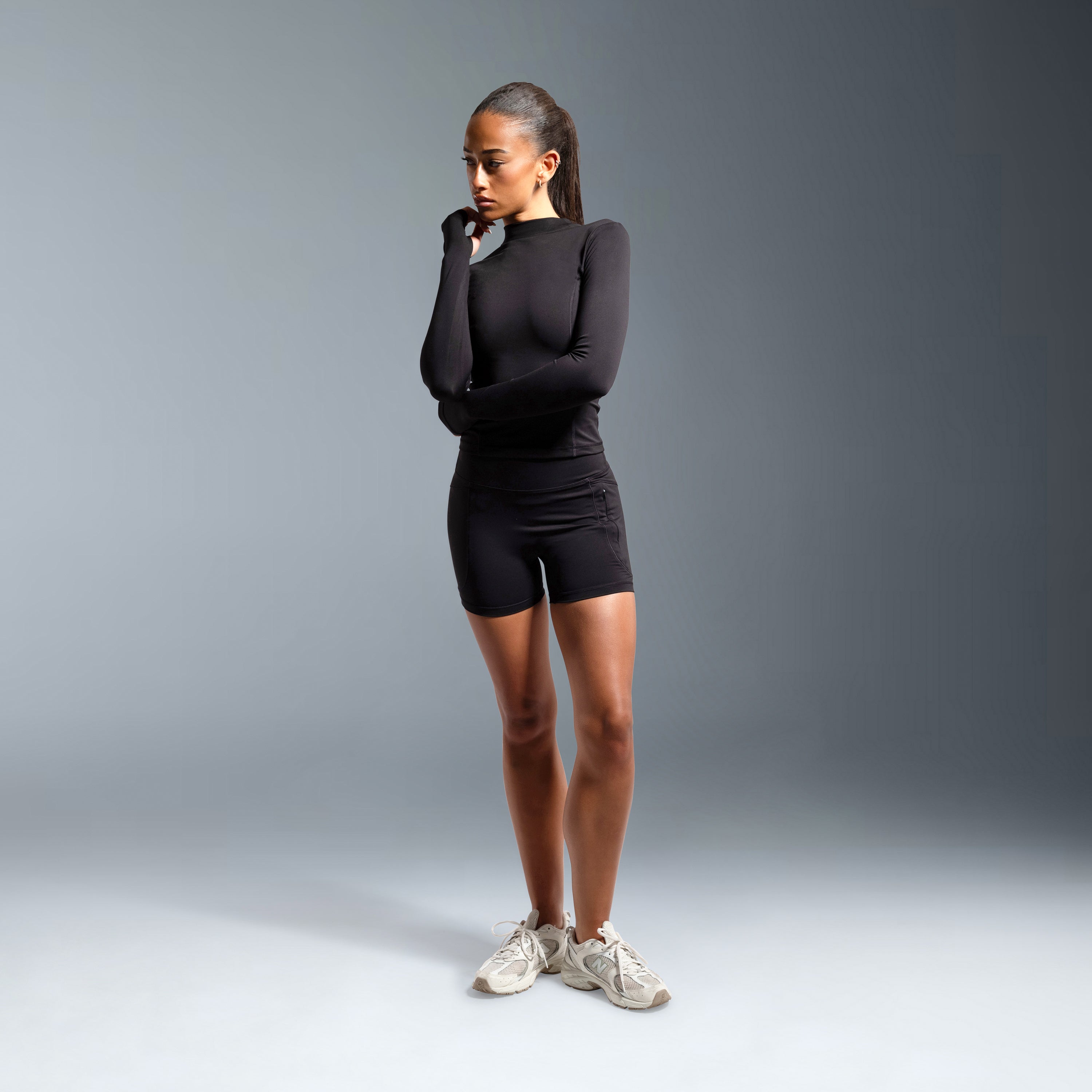 Black Essential High Waited Zip Shorts