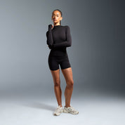 Black Essential High Waited Zip Shorts