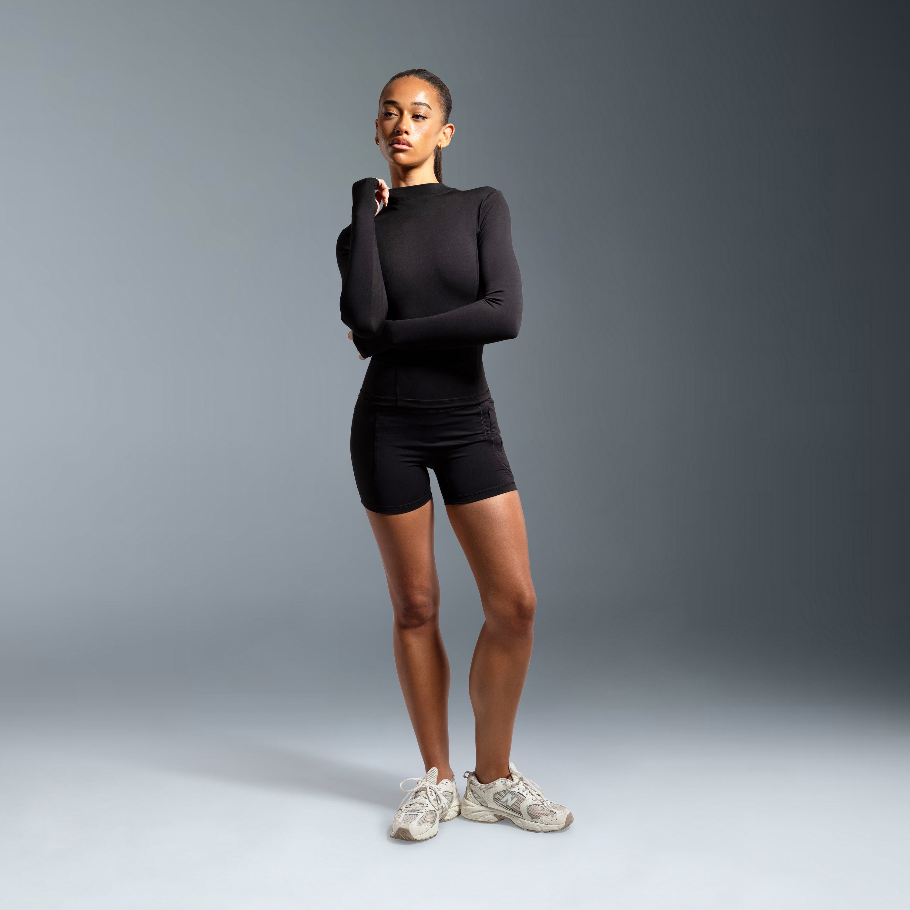 Black Essential High Waited Zip Shorts