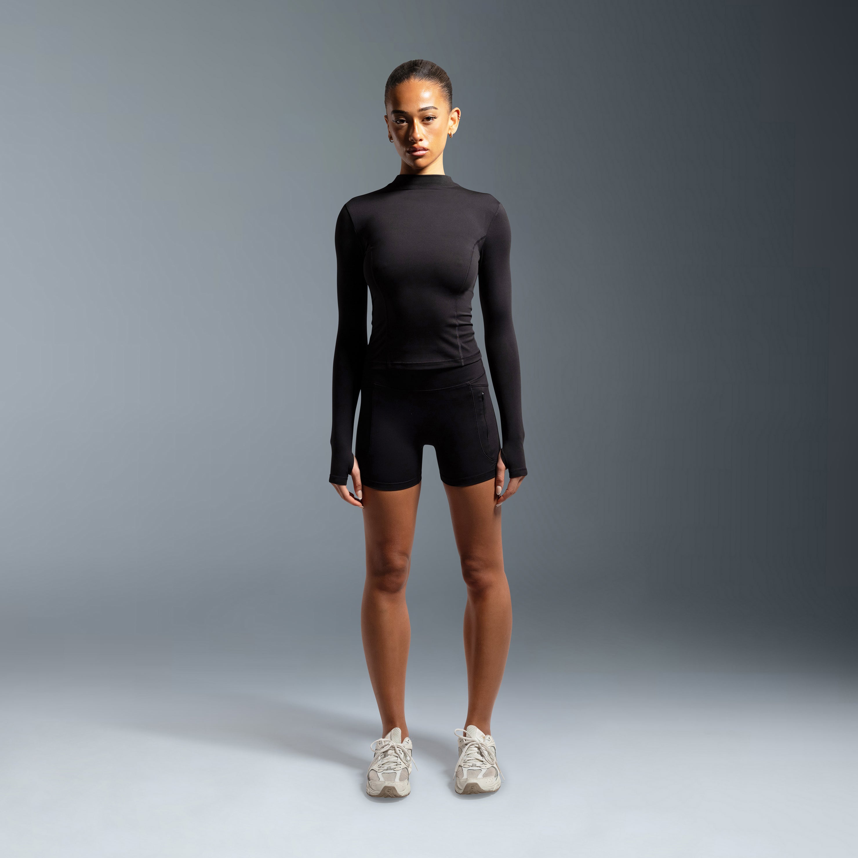 Black Essential High Waited Zip Shorts