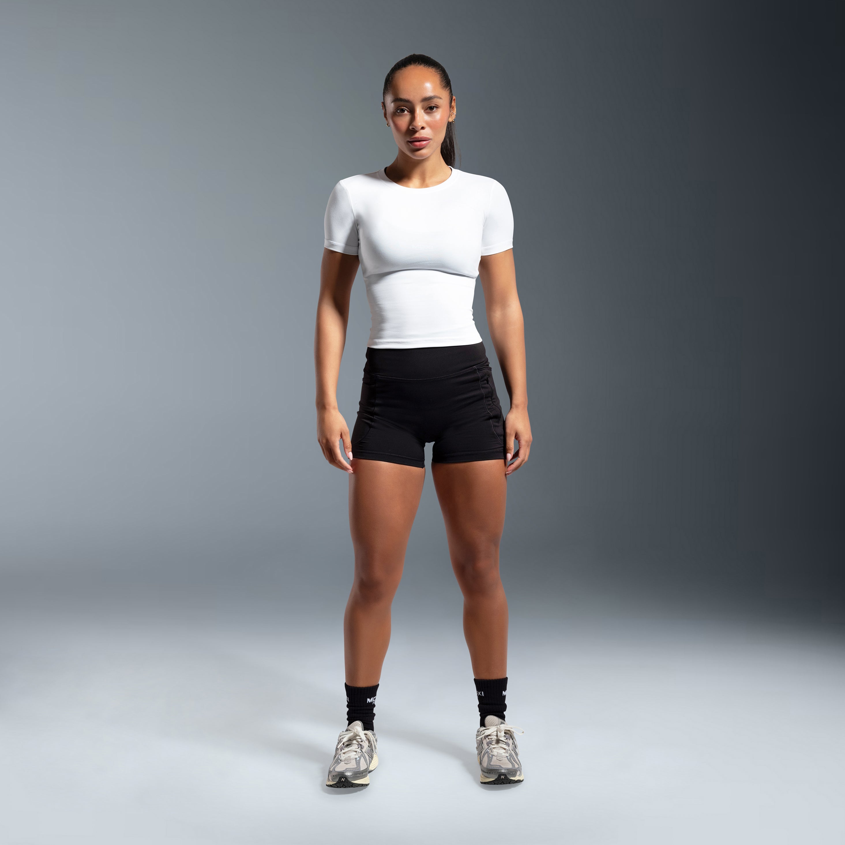 Black Essential High Waited Zip Shorts