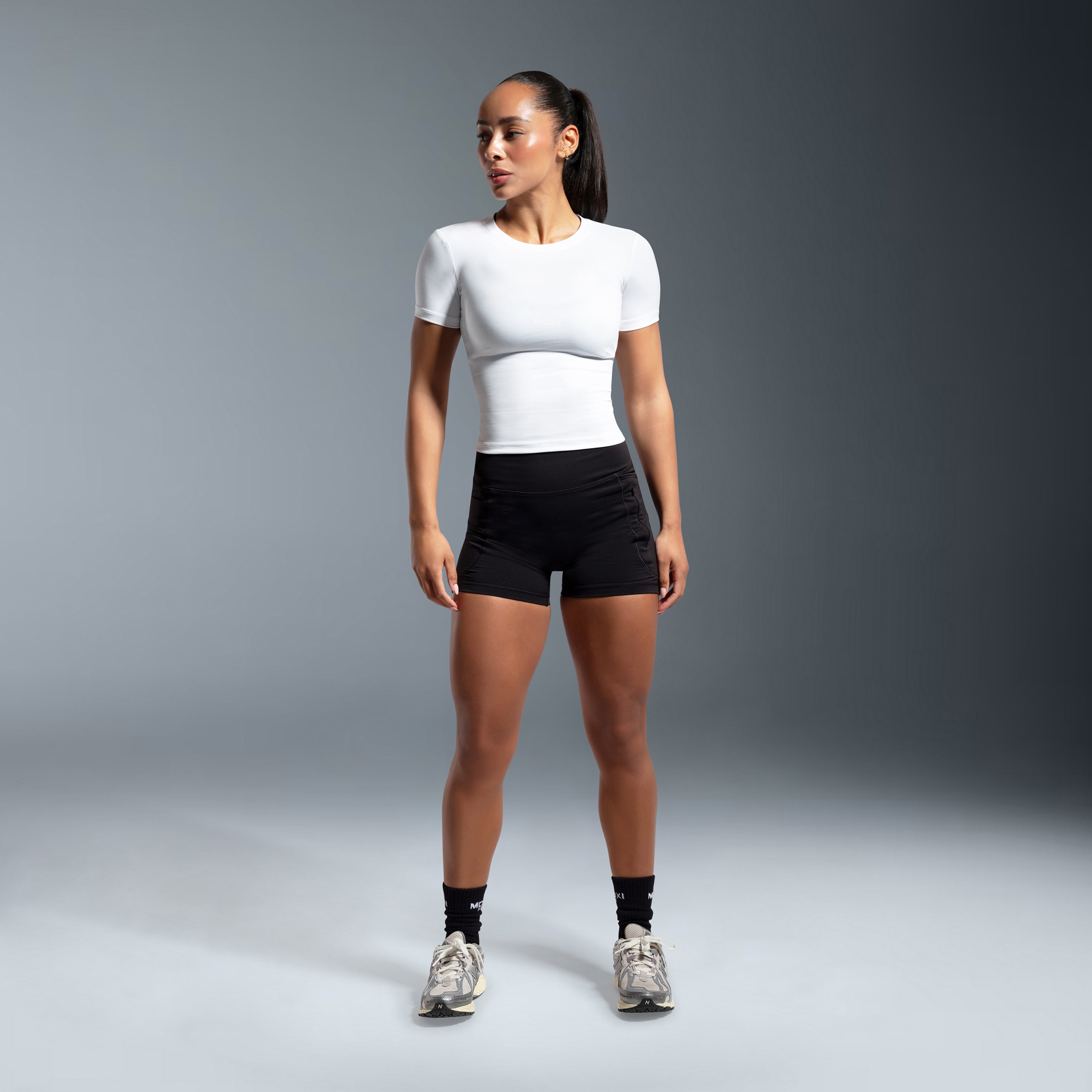 Black Essential High Waited Zip Shorts