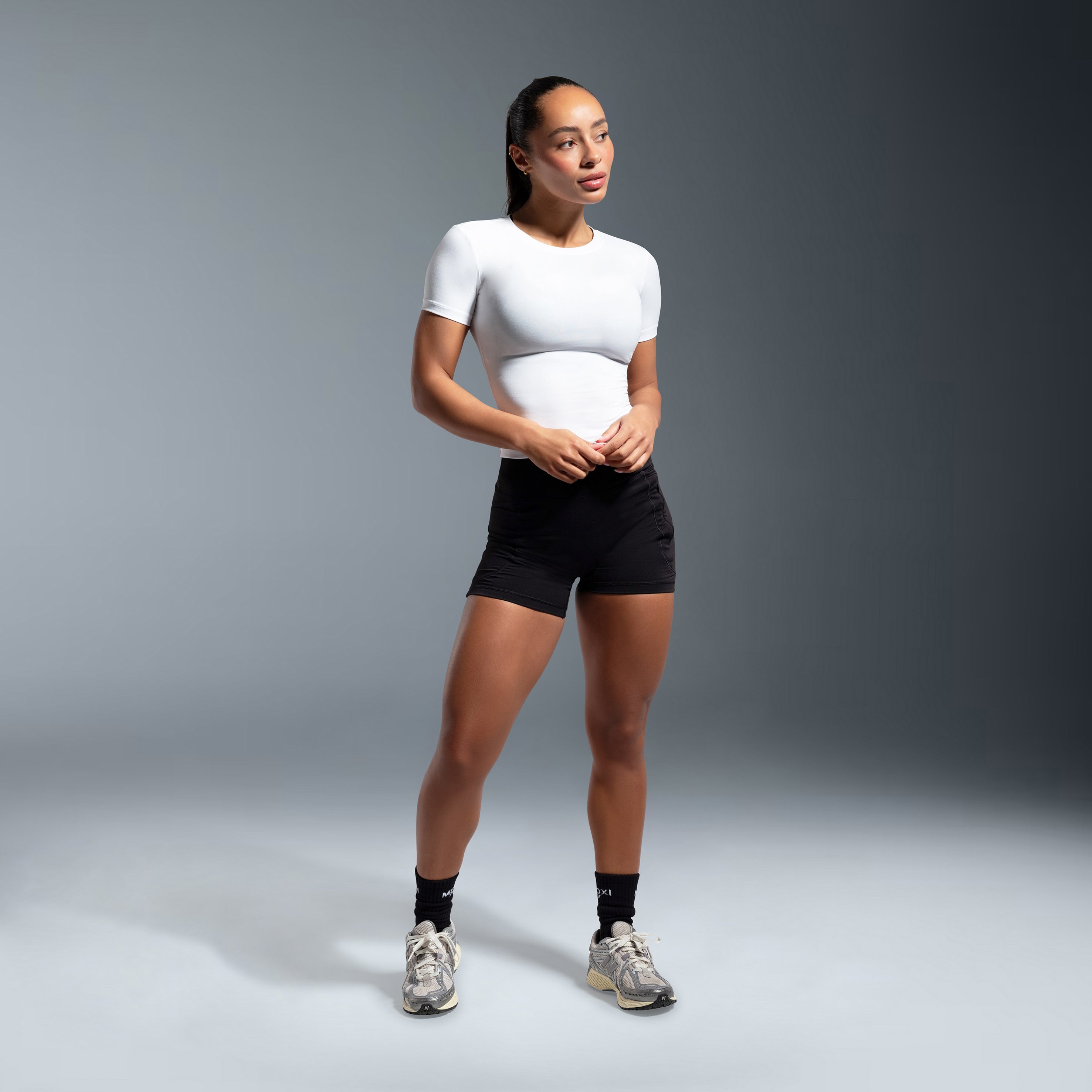 Black Essential High Waited Zip Shorts