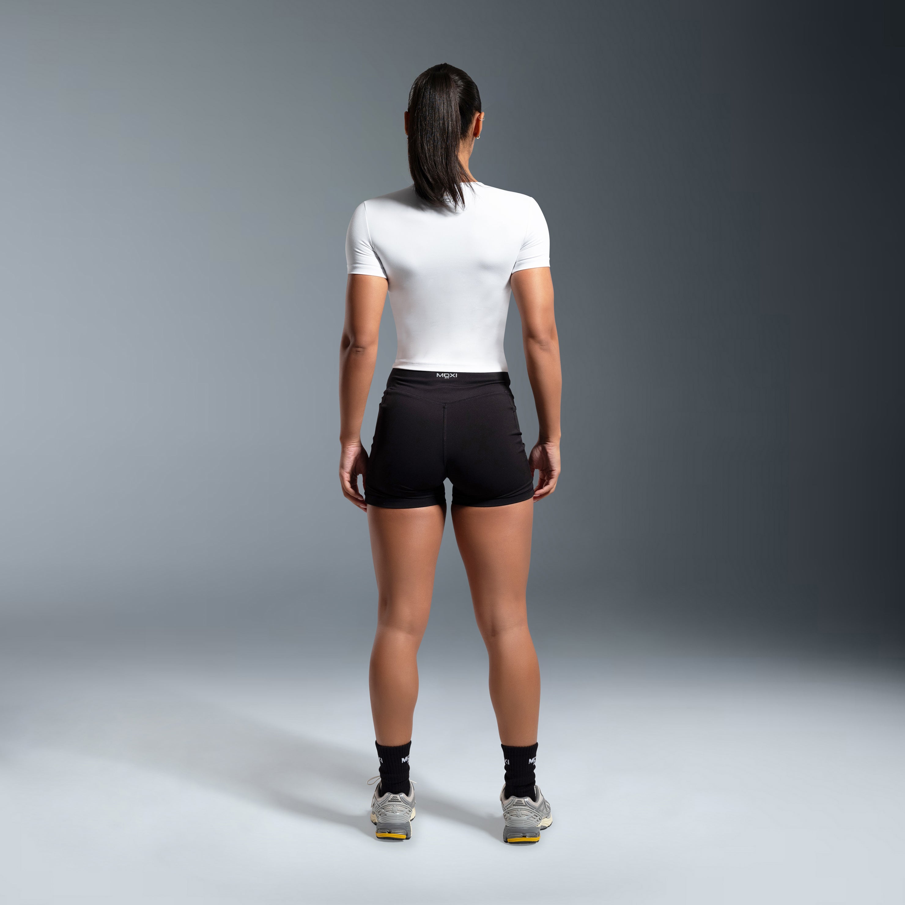 Black Essential High Waited Zip Shorts