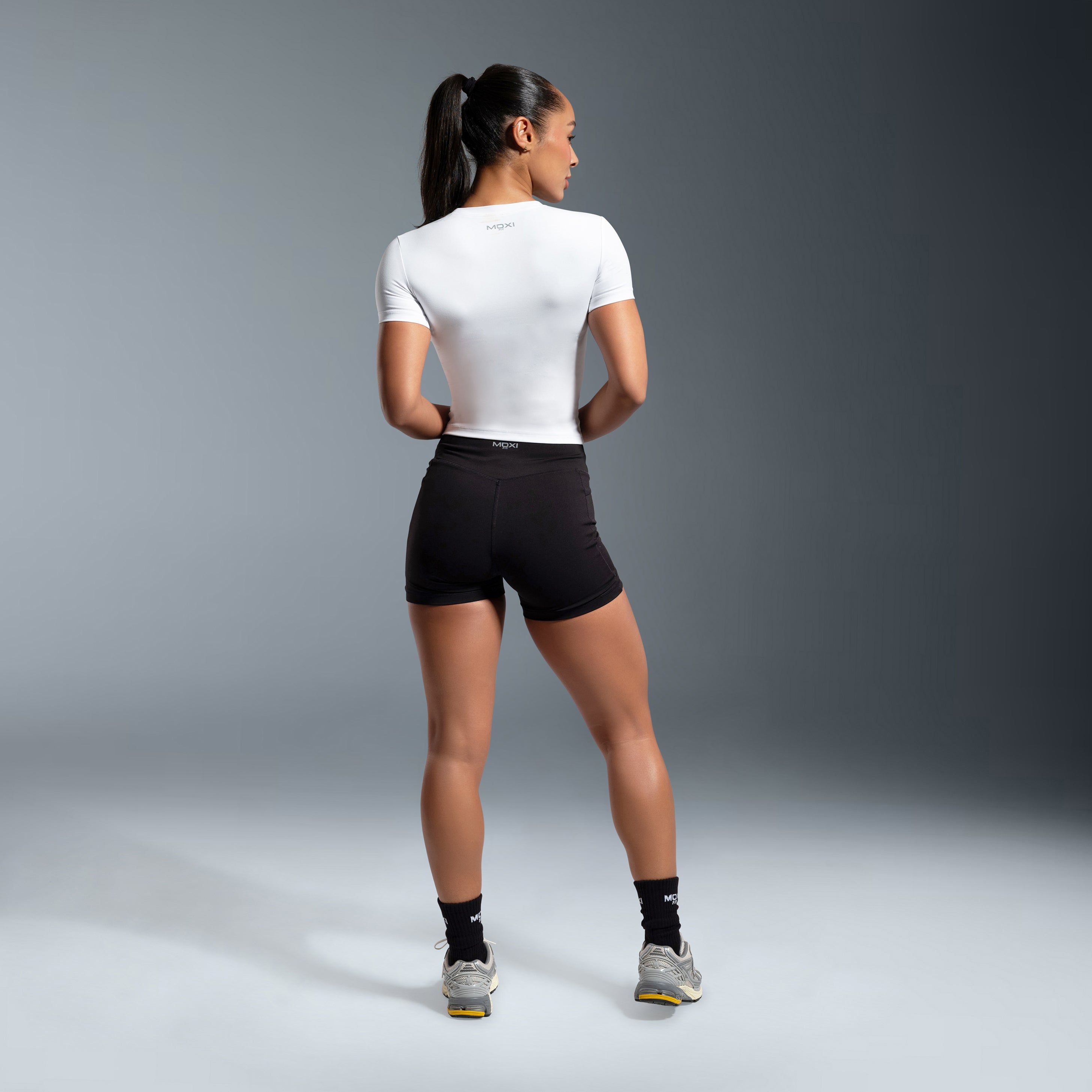 Black Essential High Waited Zip Shorts