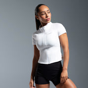 White Essential Short Sleeve Zip Jacket
