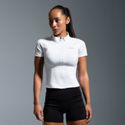 White Essential Short Sleeve Zip Jacket