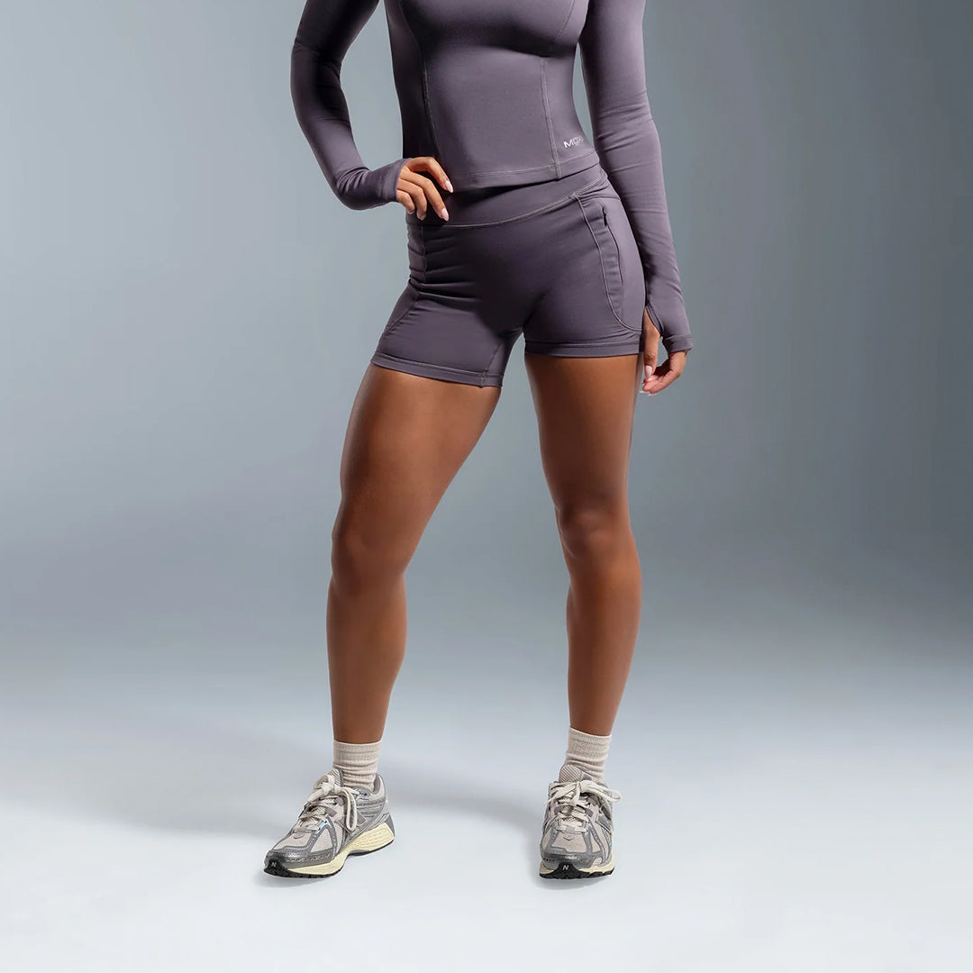 Grey Essential High Waited Zip Shorts