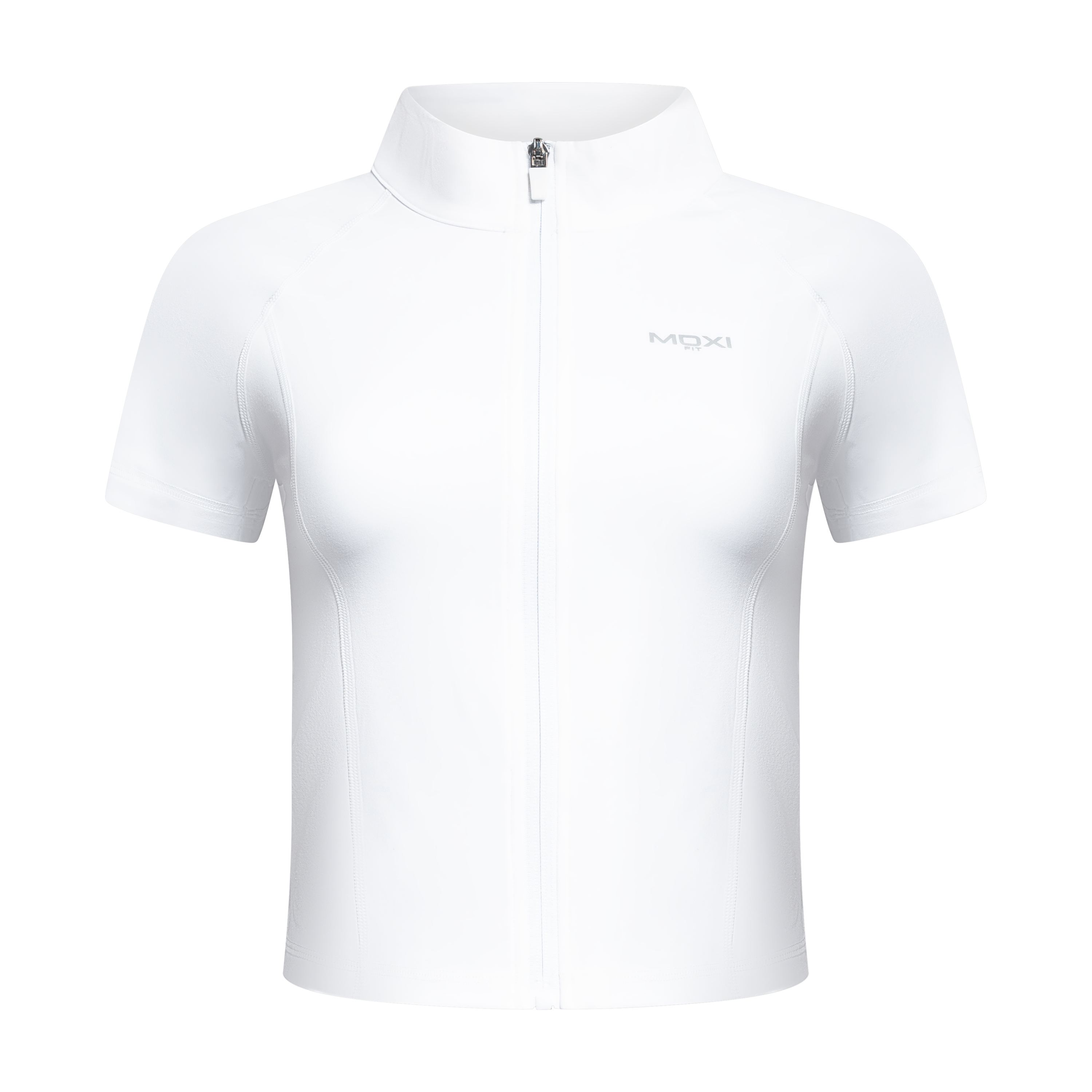 White Essential Short Sleeve Zip Jacket