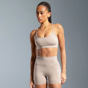 Beige Essential High Waited Zip Shorts